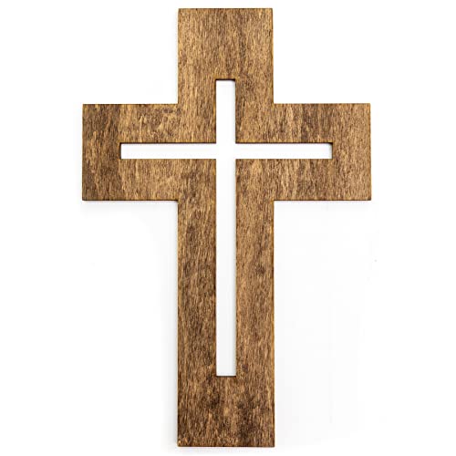 Holzkreuz Wandkreuz selbstklebend Holz Kruzifix (40 cm) von HolzFee