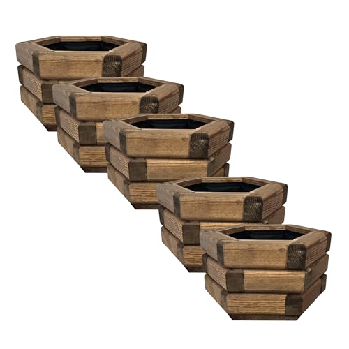 HolzGarden 5 Stück Pflanzkübel Holz 30x20x26 cm Sechseckige Imprägniert Farbe Teak Wetterfest Blumenkasten Blumentopf Außen Balkon Garten Pflanzkasten Outdoor 7l HolzGarden 5 Stück Pflanzkübel Holz 30x20x26 cm Sechseckige Imprägniert Farbe Teak Wetterfest Blumenkasten Blumentopf Außen Balkon Garten Pflanzkasten Outdoor 7l von HolzGarden