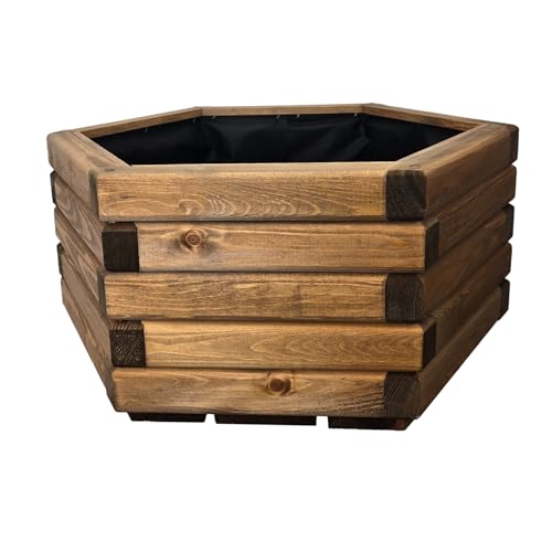 HolzGarden Pflanzkübel Holz 60x30x53 cm Imprägniert Farbe Teak Wetterfest Blumenkasten Blumentopf Groß Außen Balkon Garten Pflanzkasten Sechseck 63l Serie FORNEA HolzGarden Pflanzkübel Holz 60x30x53 cm Imprägniert Farbe Teak Wetterfest Blumenkasten Blumentopf Groß Außen Balkon Garten Pflanzkasten Sechseck 63l Serie FORNEA von HolzGarden