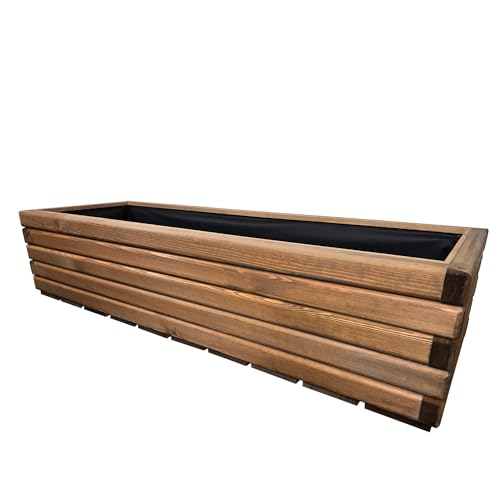 HolzGarden Pflanzkübel Holz Rechteckig 118x30x40 cm Imprägniert Farbe Teak Wetterfest Blumenkasten Blumentopf Groß Außen Balkon Garten Pflanzkasten Outdoor 95l Serie FORNEA HolzGarden Pflanzkübel Holz Rechteckig 118x30x40 cm Imprägniert Farbe Teak Wetterfest Blumenkasten Blumentopf Groß Außen Balkon Garten Pflanzkasten Outdoor 95l Serie FORNEA von HolzGarden