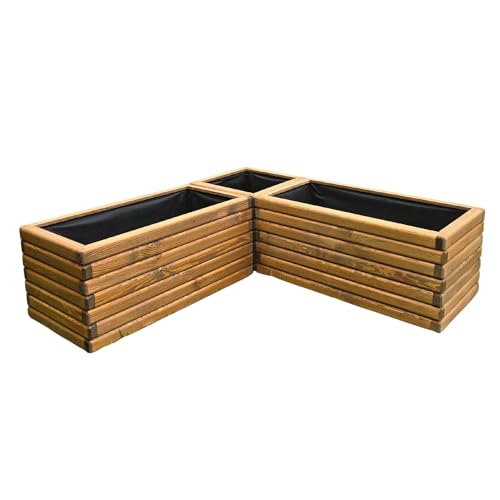 HolzGarden Set 3 Stück Pflanzkübel Holz 2X 80x40x40 cm & 1x 40x40x40 cm Imprägniert Farbe Teak Wetterfest Blumenkasten Blumentopf Groß Außen Balkon Garten Pflanzkasten Kiefernholz Serie FORNEA HolzGarden Set 3 Stück Pflanzkübel Holz 2X 80x40x40 cm & 1x 40x40x40 cm Imprägniert Farbe Teak Wetterfest Blumenkasten Blumentopf Groß Außen Balkon Garten Pflanzkasten Kiefernholz Serie FORNEA von HolzGarden