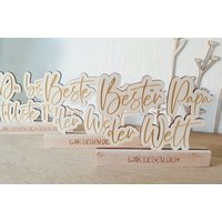 Bester Papa-, Beste Mama Holzschild Zum Hinstellen Mit Wunschtext Graviert, Mutter - Und Vatertagsgeschenk, Weihnachtsgeschenk von HolzHerzLiebe