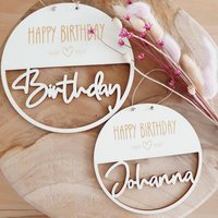 Geburtstagsschild Happy Birthday| Holzschild Geburtstag| Personalisiertes Geburtstagsgeschenk von HolzHerzLiebe