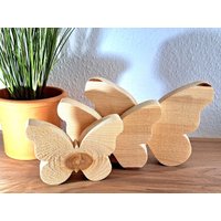 3Er Set Schmetterling Aus Sägerauem Kieferholz von HolzKroenchen