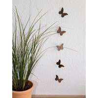 Dekokette Mit 5 Holzschmetterlingen Zum Aufhängen, Fenster Dekoration, Herzdekoration, Für Wanddekoration, Schmetterlinge, Holz von HolzKroenchen