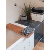 Handgefertigte Badewannenablage "Relax" - Badebrett Aus Eichenholz Mit Gerader Kante Geölt von HolzLiebling