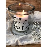 Windlichtglas | Windlicht Dekoration Sommer Good Vibes Only von HolzRevival