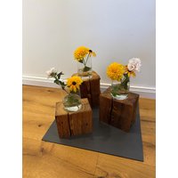 Pflanztreppe Pflanzenständer Blumensäule Blumenständer Windlichtsäule Kerzenständer Kerzenhalter Aus Altholz Fiche Rustikal von HolzUnikatWerkstatt