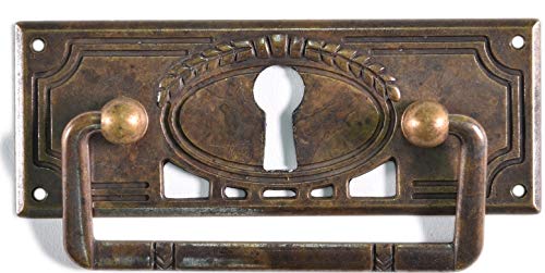 Antikmöbel Griff Schlüsselschild aus Metall antik patiniert (5020/A2.01) von Holzando