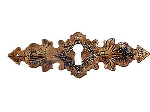 Holzando Gründerzeit Möbelgriff Schlüsselschild aus Messing antik Patina 9022/A3.01 von Holzando