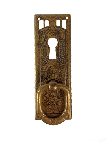 Holzando Jugendstil Möbelgriff Schlüsselschild aus Messing antik Patina (9028/A5.01) von Holzando.de