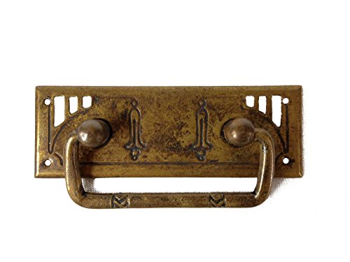Jugendstil Möbelgriff Schlüsselschild Messing patiniert (9028/A1.01) von Holzando.de