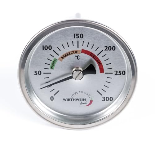Grillhauben Thermometer Grillthermometer Edelstahl ø 80mm Schaft 80mm Anzeige 300° von Holzbackofen-Welt
