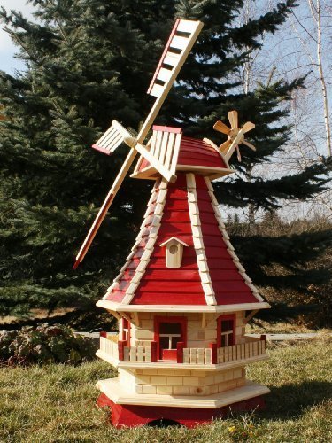 Große Windmühle mit Solar 1,30 m rot/Natur Typ 3.1 von Holzdekoladen