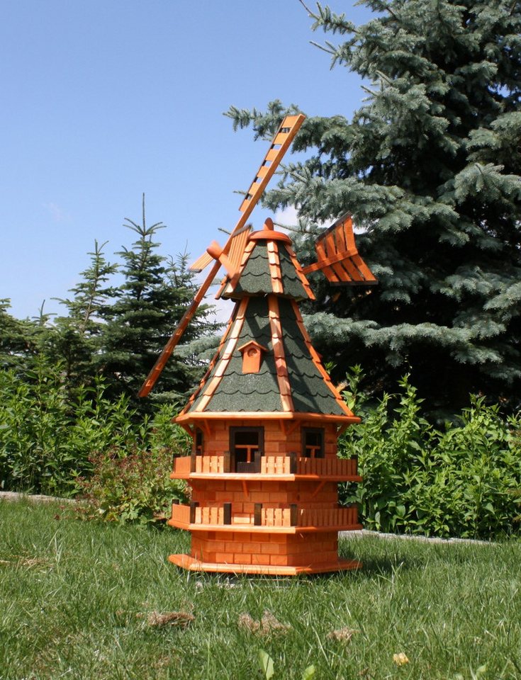 Holzdekoladen Deko-Windrad XXL Holzwindmühle 1,50 m mit Solarbeleuchtung Typ 14.1 von Holzdekoladen