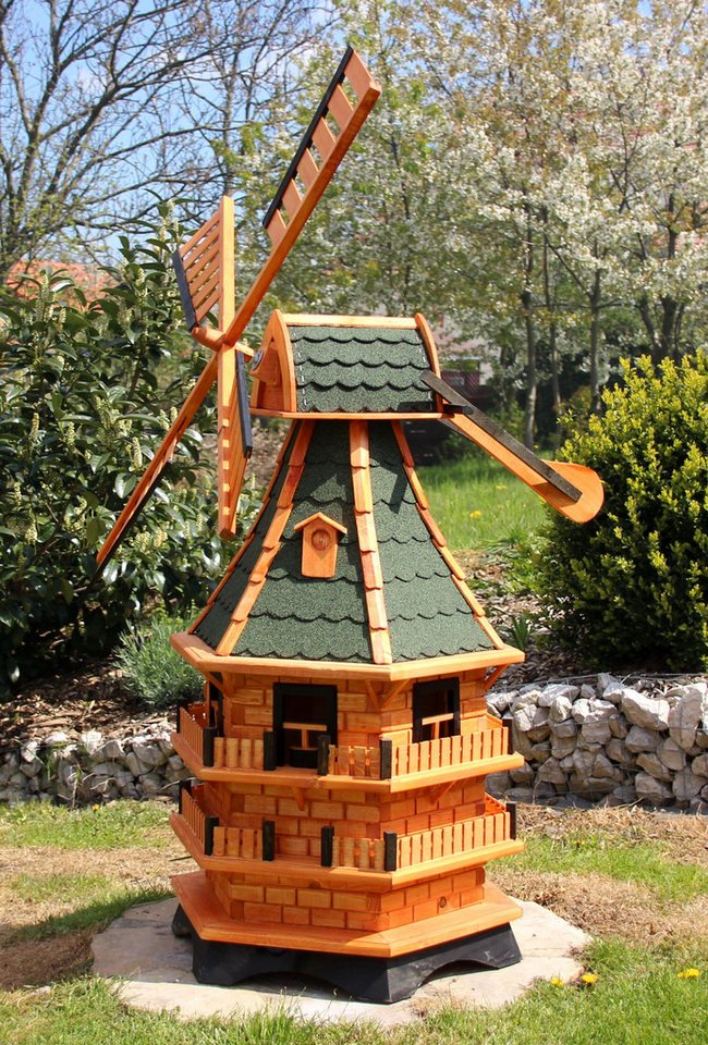 Holzdekoladen Deko-Windrad XXL Windmühle 1,50 m aus Holz mit Solarbeleuchtung Typ 21.1 von Holzdekoladen