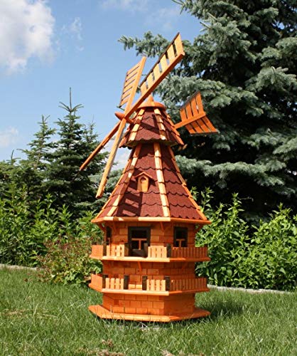 Rießige XXL Windmühle mit Solar rot Typ 14.1 von holzdekoladen