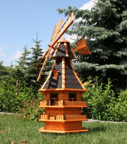 Rießige XXL Windmühle mit Solar schwarz Typ 14.1 von holzdekoladen
