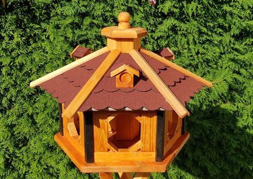 Vogelhaus aus Holz wetterfest (XL ohne Ständer, Rot) von Holzdekoladen