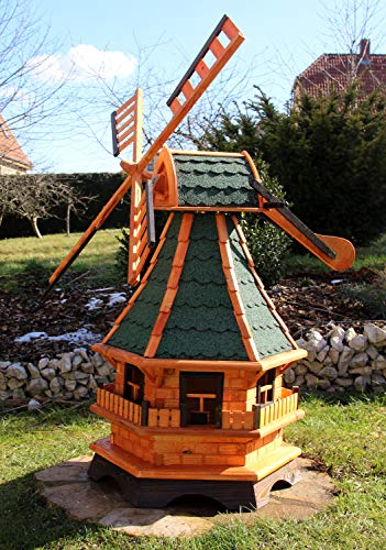 XXL 1,30 m Windmühle für den Garten Solar, Farbe grün imprägniert 18 von Holzdekoladen