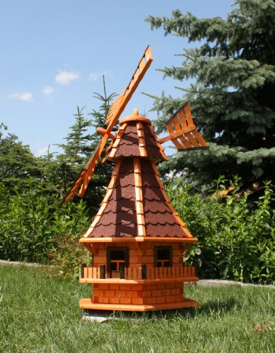 XXL 1,30 m Windmühle für den Garten Solar, rot imprägniert Typ 6 von Holzdekoladen