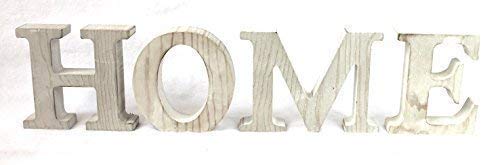 4 Holz Buchstaben Home Höhe 8cm Tiefe 2cm 3 D Dekoration (Weiss) von Holzdekoration