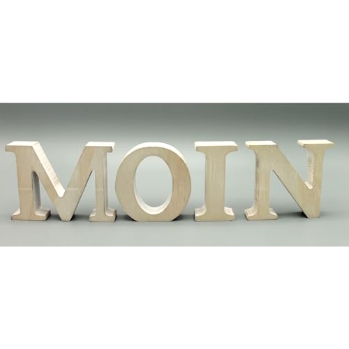 4 Holz Buchstaben Moin Höhe 8cm Tiefe 2cm 3 D Dekoration (Weiss) von Holzdekoration