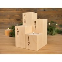 Schlichter Adventskranz Aus Ahorn | 4Er Set Inkl. Teelichter Adventskalender Geschenkidee, Deko Holz Kerzenständer Kerzenhalter von HolzdesignChWalch
