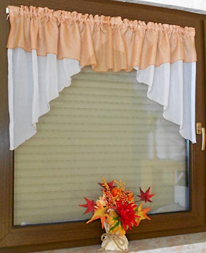 Holzdrehteile Gardine Store Bistrogardine Scheibengardine 200 x 65 cm weiß-Terra von Holzdrehteile