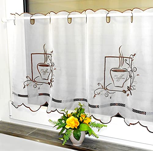 Holzdrehteile Gardine Store Bistrogardine Scheibengardine Vorhang 45 x 85 cm Bestickt Holzdrehteile Gardine Store Bistrogardine Scheibengardine Vorhang 45 x 85 cm Bestickt von Holzdrehteile