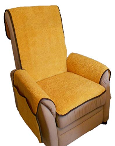 Holzdrehteile Sesselschoner Sesselauflage Sesselbezug Schoner Überwurf Auflage Schurwolloptik Honey von Holzdrehteile