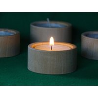 Set 4x Holz Teelichthalter Rund Natur Kerze Tülle Landhaus Shabby Teelicht Dekoration Deko Weihnachten Ostern Hochzeit Party von Holzesel