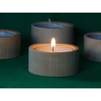 Set 4x Holz Teelichthalter Rund Natur Kerze Tülle Landhaus Shabby Teelicht Dekoration Deko Weihnachten Ostern Hochzeit Party von Holzesel
