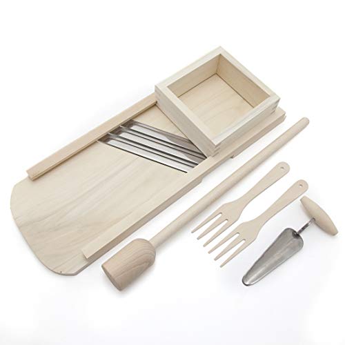 HolzFee Krauthobel Set Holz Gemüsehobel 66 x 24 cm Buchenholz + Krautstampfer 60 cm von Holzfee