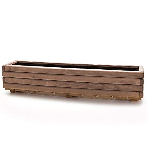 HolzFee Pflanzkasten Akzent 120 Kiefer dunkel geölt 118 x 25 x 25 cm Holz Blumenkasten Balkon Terrasse von HolzFee