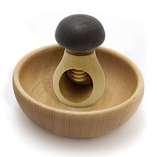Holzfee Nussknacker Set Pilz Nussschraube + Nussschale von Holzfee