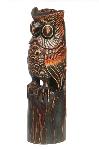 Wogeka - 50 cm Massive Eule - Handarbeit aus Holz, Geschenk-Idee für Eulen-Fans zur Deko 22 von Wogeka