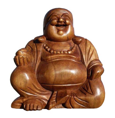 Wogeka Super schöner lachender 30 cm Buddha Happy Holz Handarbeit Budda FENG Shui Bali Buda BH30 von Wogeka