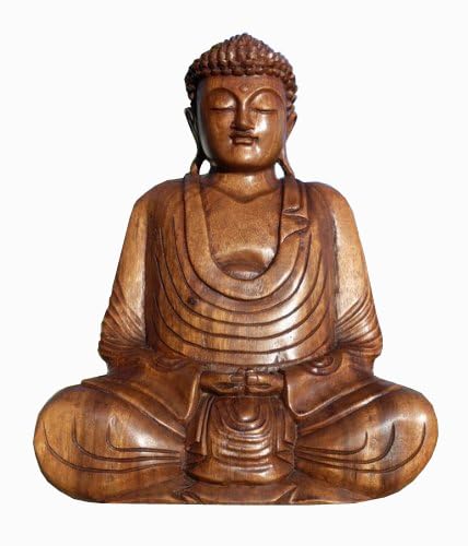 Wogeka Super schöner 40 cm Buddha Meditation Holz Budda Feng Shui BMHU40 von Wogeka
