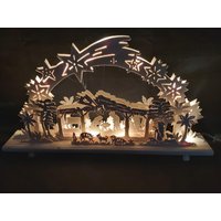 1 Lichterbogen Schwibbogen Weihnachtsbogen Adventsbogen Fensterdeko Led Sternenbogenmit Heilige Familie von Holzfuchsdeko