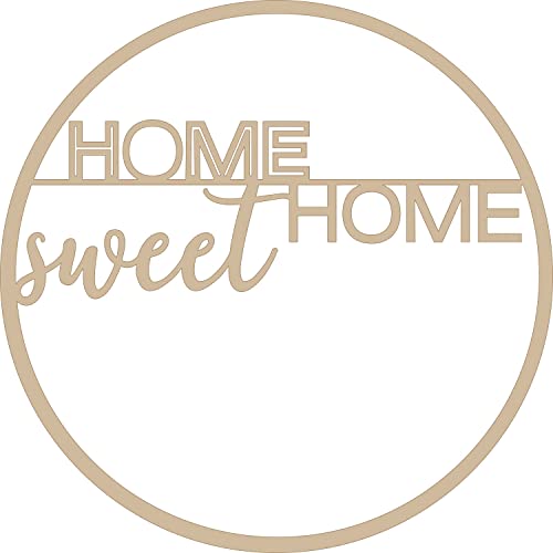 Dekorativer Holzkranz mit Schriftzug Home Sweet Home, Holzring aus Pappel, ideal als Türschmuck oder Wanddeko, Durchmesser 30cm von Holzgrusskarten.at