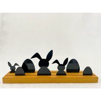 Osterdeko, Osterhase Und Ostereier Aus Acrylglas, Tischdeko, Ostergeschenk, Acrylgasdeko Schwarz Mit Kartenhalter, 30cm von Holzguhl