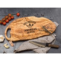 Grill Brett Schneidebrett Mit Gravur Personalisiert Olivenholz Grillbrett Grillen Geschenke Für Männer Geschenk Geburtstag von ROZTFYR
