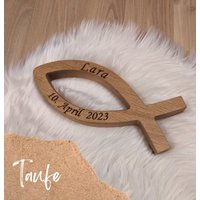 Fisch Aus Massiver Eiche | Geschenk Zu Taufe - Kommunion Konfirmation Personalisierbar von HolzimHaus