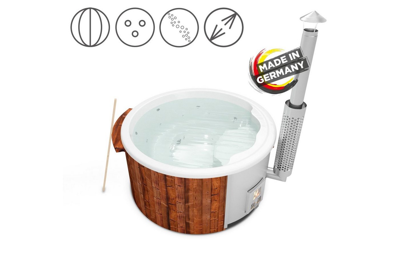 Holzklusiv Whirlpool-Badewanne Hot Tub Saphir Spa Deluxe von Holzklusiv