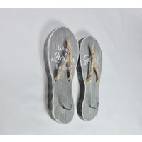 Sandalen Hakenleiste "Glück" Grau Chabby von HolzkoepfchenMT