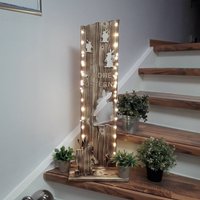 Ostern Holzbrett Mit Hasen, Hasenbrett, Deko, , Brett Motiven Tür Deko Stele Osterhasen Holz Groß 60 Led Lichterkette von Holzkreative