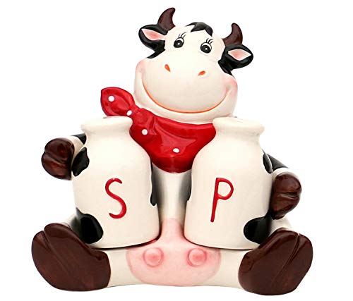Holzkunst Sigro Keramik Kuh Verschiedene Varianten zur Auswahl Küche Geschirr Geschenkidee (3er Set Salz&Pfefferstreuer Kuh) von Holzkunst Sigro