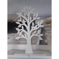 Baum Aus Holz in Weiß, Fensterdekoration von HolzkunstSchaetze