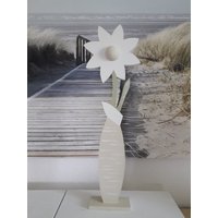 Holzblume in Vase, Fensterdekoration von HolzkunstSchaetze